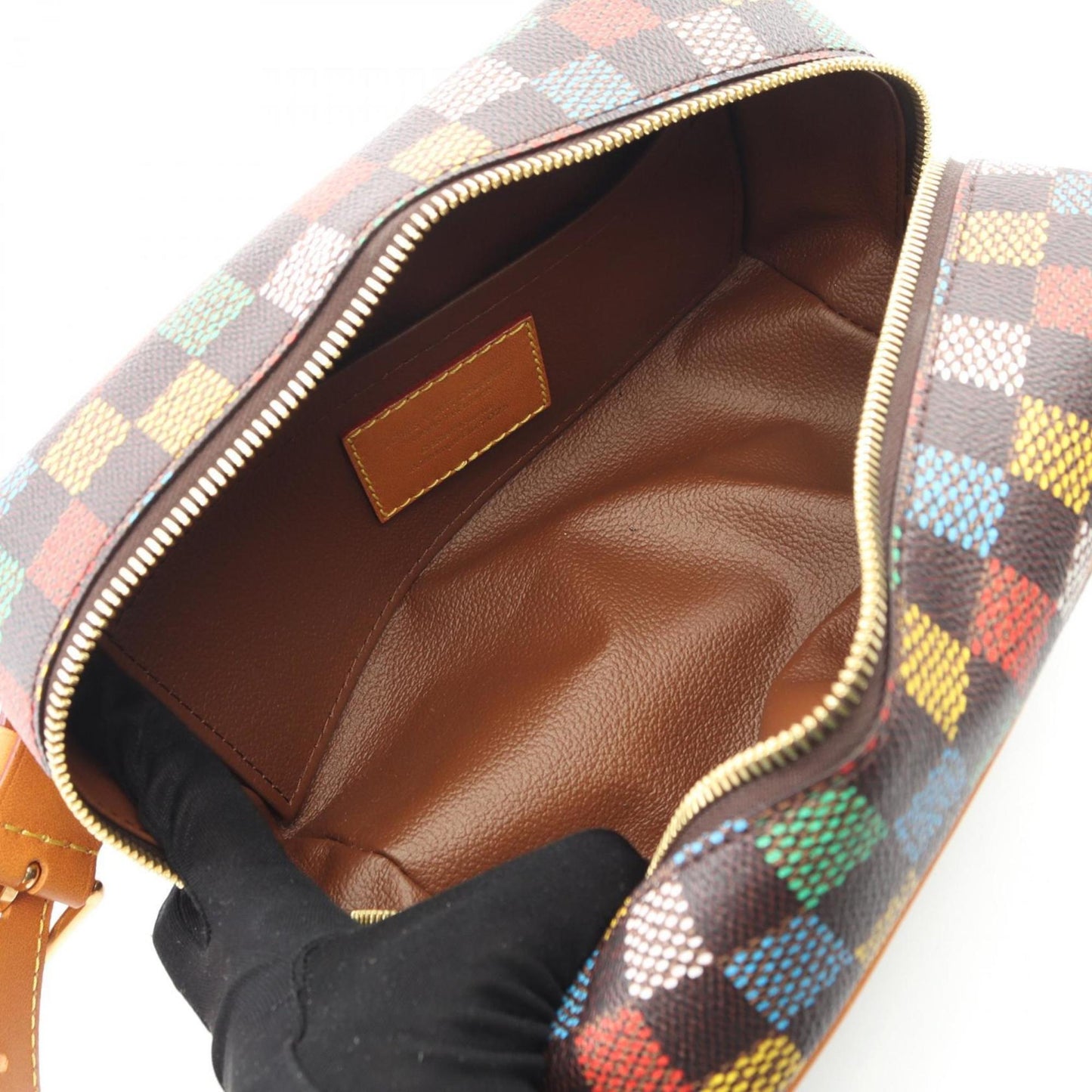 Louis Vuitton Locker Dopp Kit LV Birds Damier Second Bag/Clutch Bag, Coated Canvas and Leather, Men's, Brown Multicolor, N00151