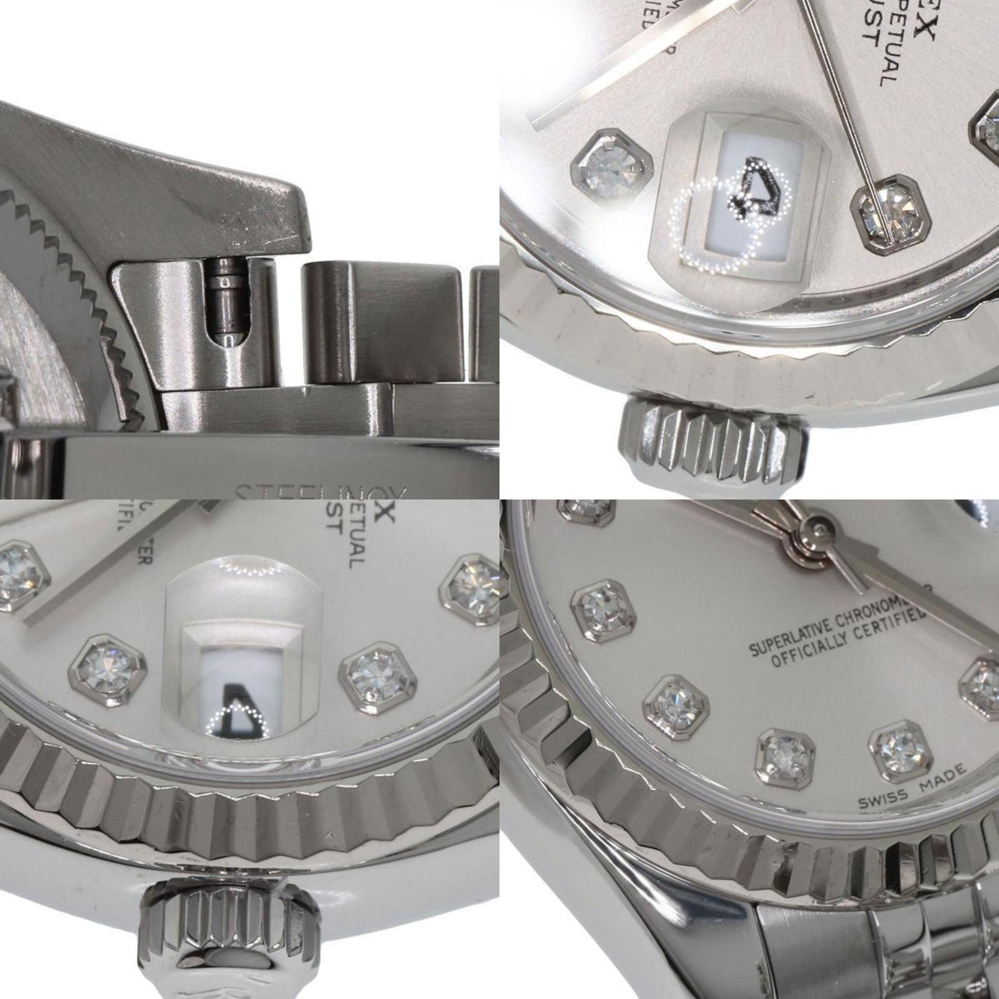 Rolex 179174G Datejust 10P Diamond Watch Stainless Steel SS K18WG Ladies ROLEX