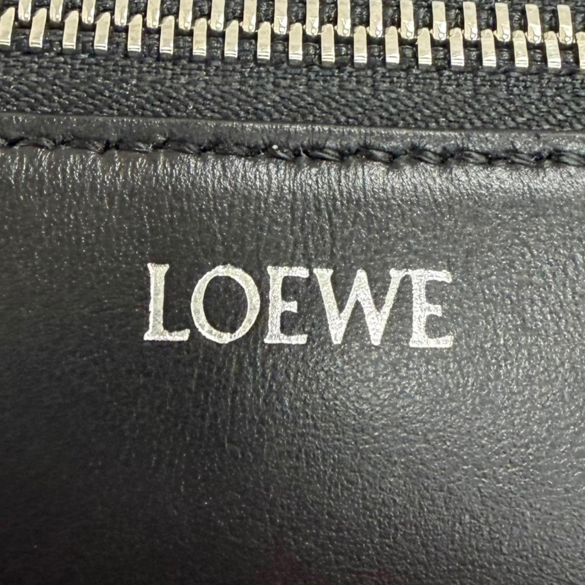 LOEWE C510WBPX01 PUZZLE FOLD Shiny Napa Calf Wash Bag Clutch Black Men's — Like New