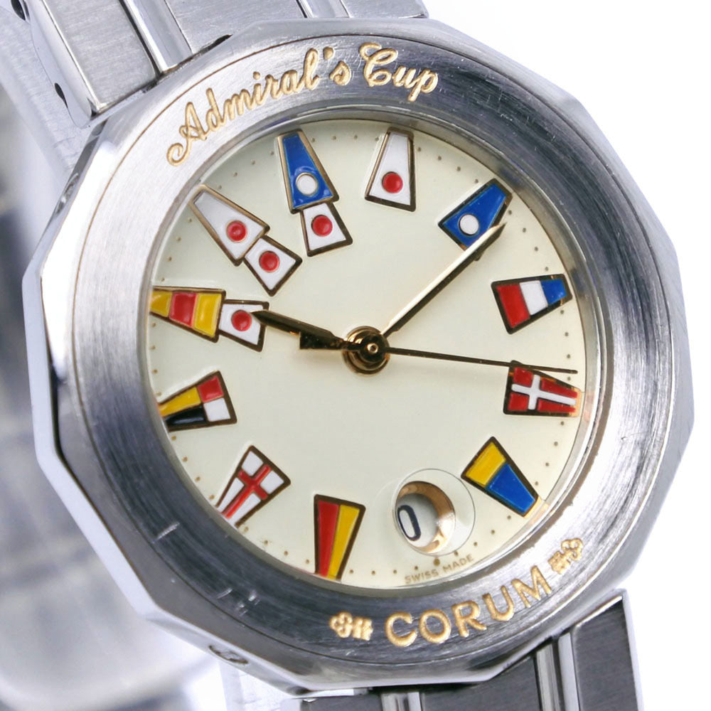 Corum Admiral's Cup Watch 39.610.20V50B Stainless Steel Quartz Analog Display Ivory Dial Admirals Ladies — Very Good