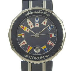 CORUM Admirals Cup Watch 39.610.30 V050 Stainless Steel x Gun Blue Swiss Made Navy Silver Quartz Analog Display Dial Ladies — Very Good