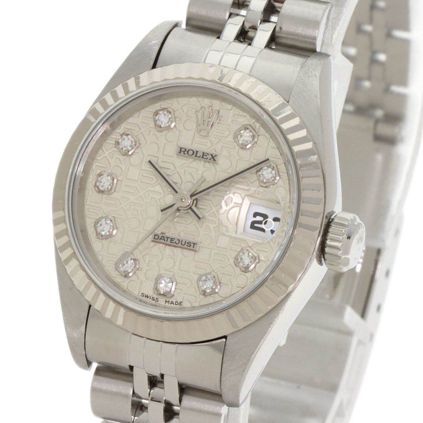 Rolex 69174G Datejust 10-Piece Diamond Watch in Stainless Steel/SS/18K White Gold for Women