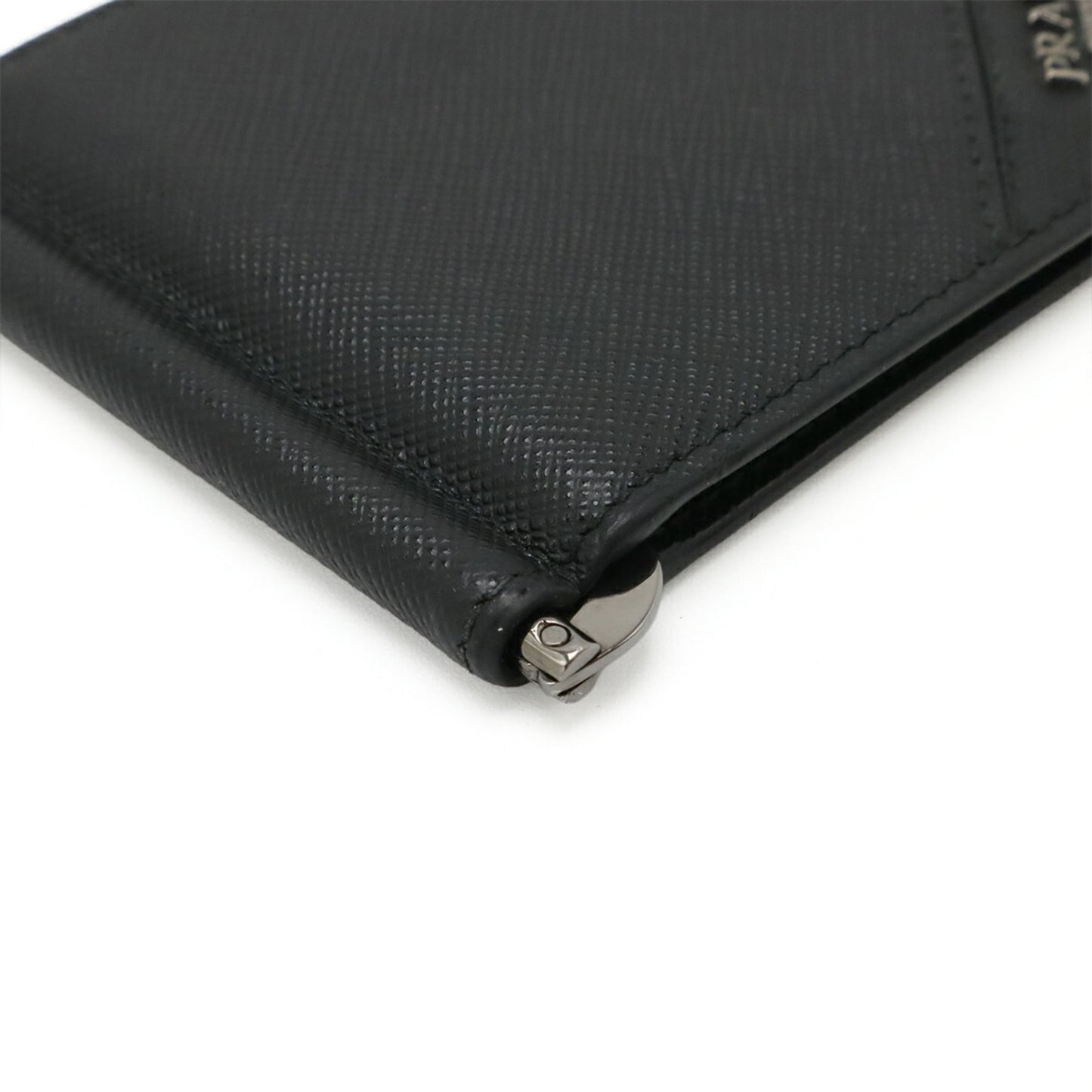 PRADA SAFFIANO METAL Bi-fold Wallet with Money Clip, Black Leather, Nero, 2MN077, Purchased at a Japanese Boutique