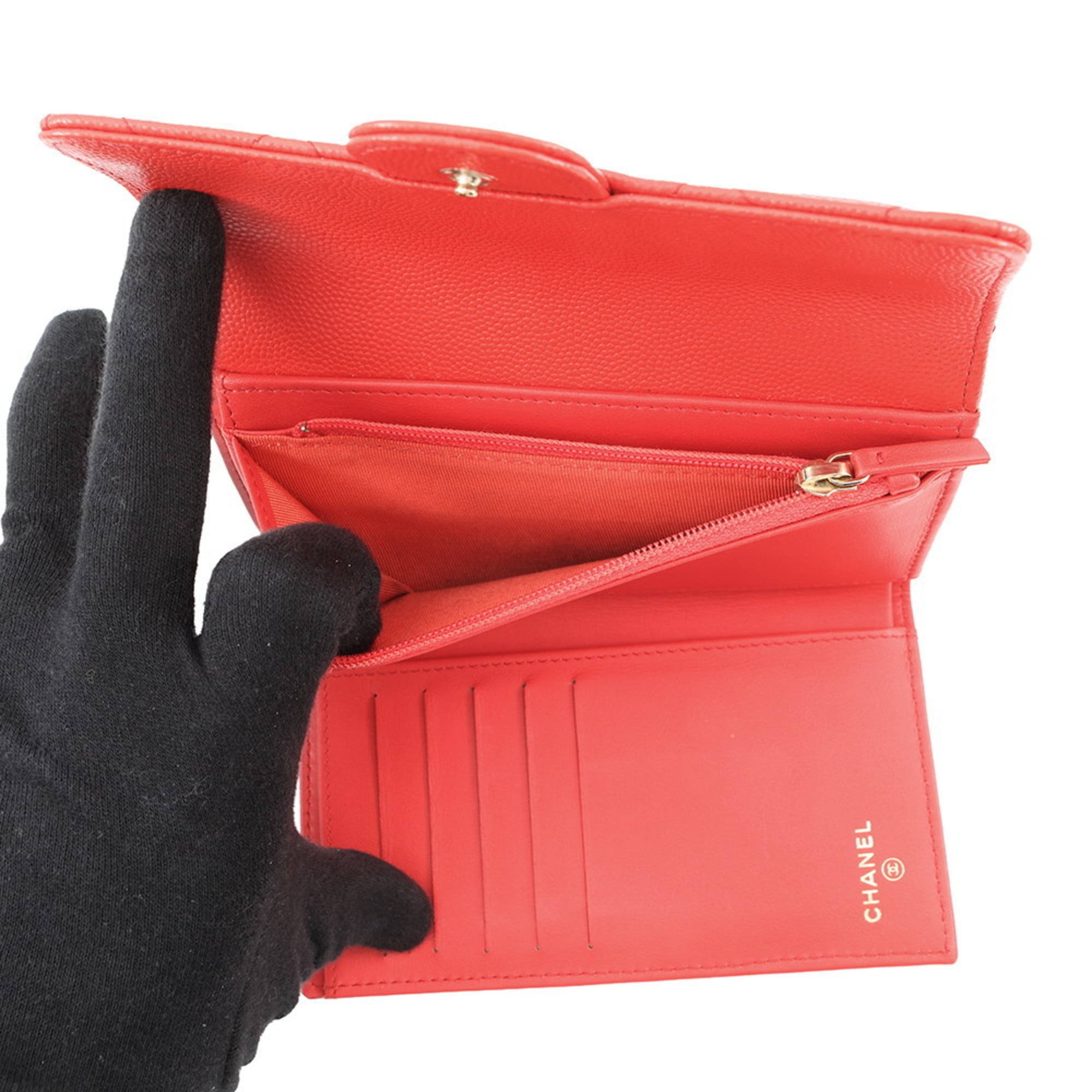 CHANEL Tri-fold Wallet Matelasse Coco Mark Medium Flap Caviar Skin A84341 WALLET