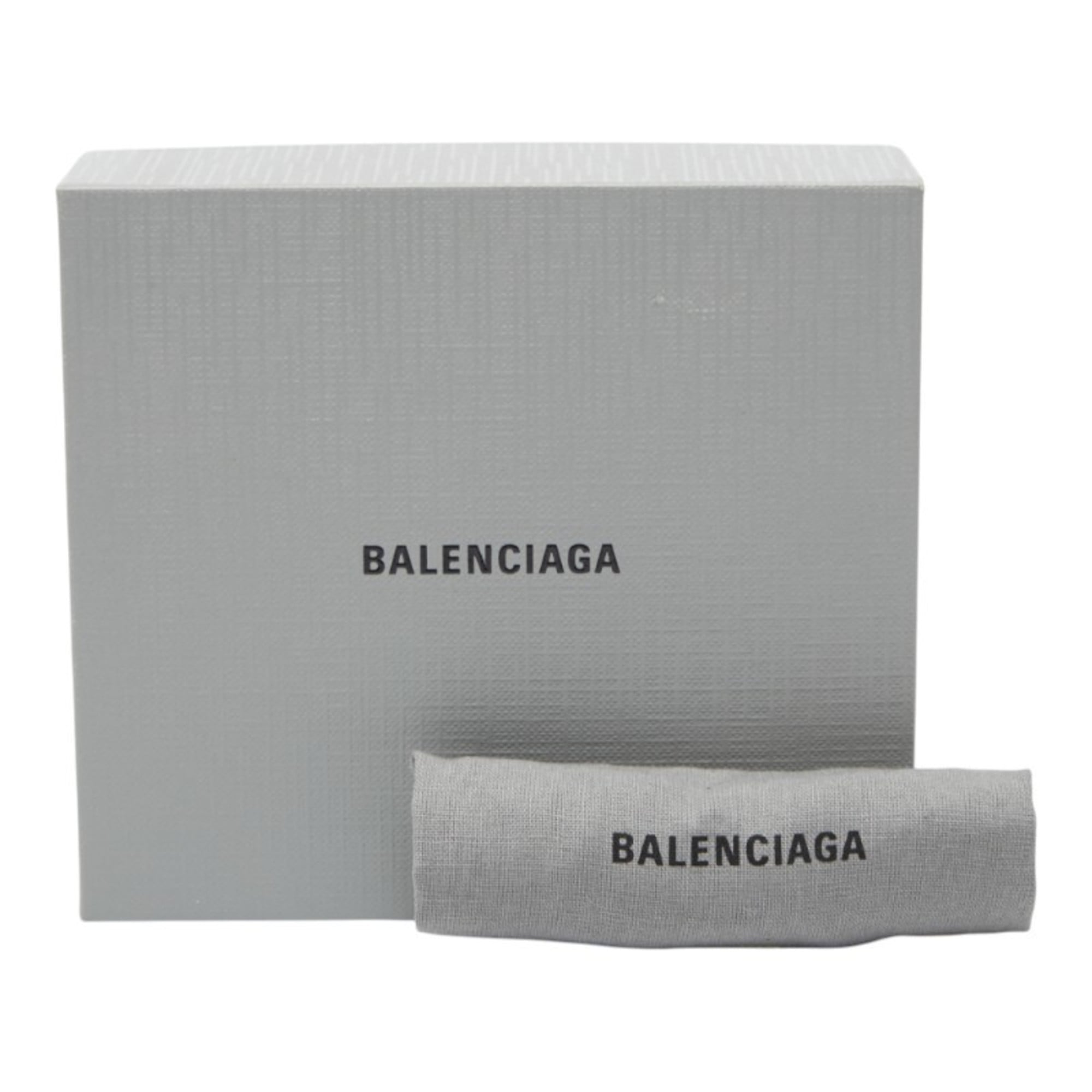 Balenciaga Logo Bifold Wallet 594216 Silver Leather Women's BALENCIAGA