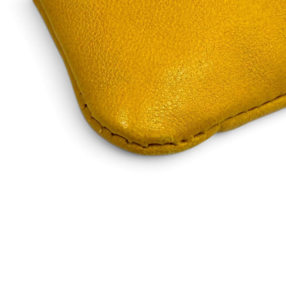 Yves Saint Laurent SAINT LAURENT PARIS 640714 Drawstring Leather Chain Shoulder Bag, Yellow, Made in Italy, Women's, with Dust Bag — Like New