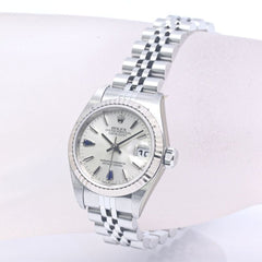ROLEX Datejust Sapphire 2P 79174 Women's Watch 18K White Gold x Stainless Steel 40301 — Like New