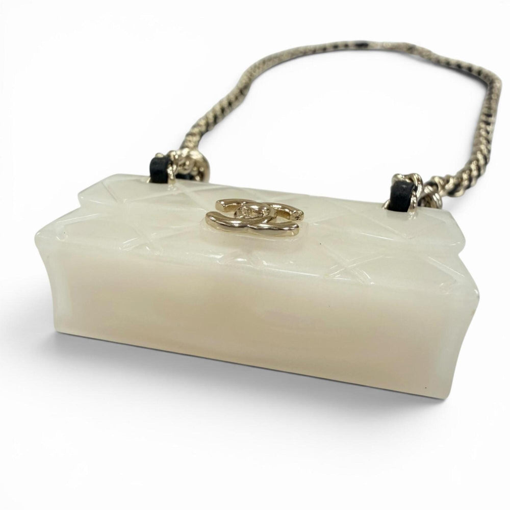 CHANEL B23C Matelassé bag motif Coco Mark chain necklace, ivory, made in Italy, 2023 model, women's — Like New