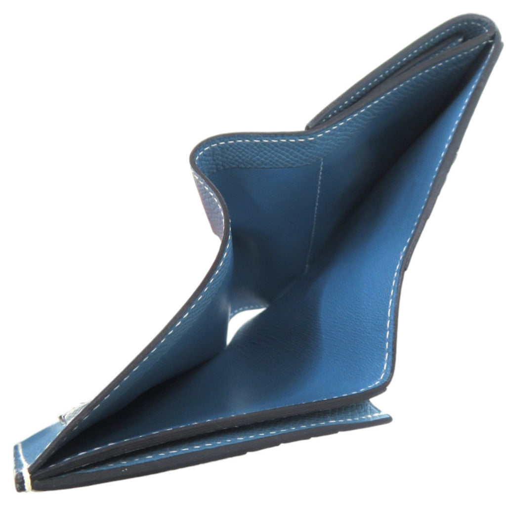 Hermes Excellent condition Hermès double-hook wallet, Bearn Recto Verso, Epsom leather, blue jean, L engraved, bifold 1509