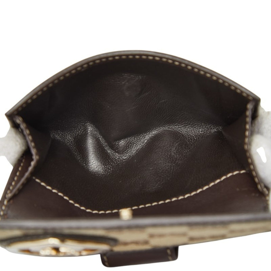 Gucci GG Canvas Lovely Bifold Wallet 245727 Beige Brown Leather Women's GUCCI