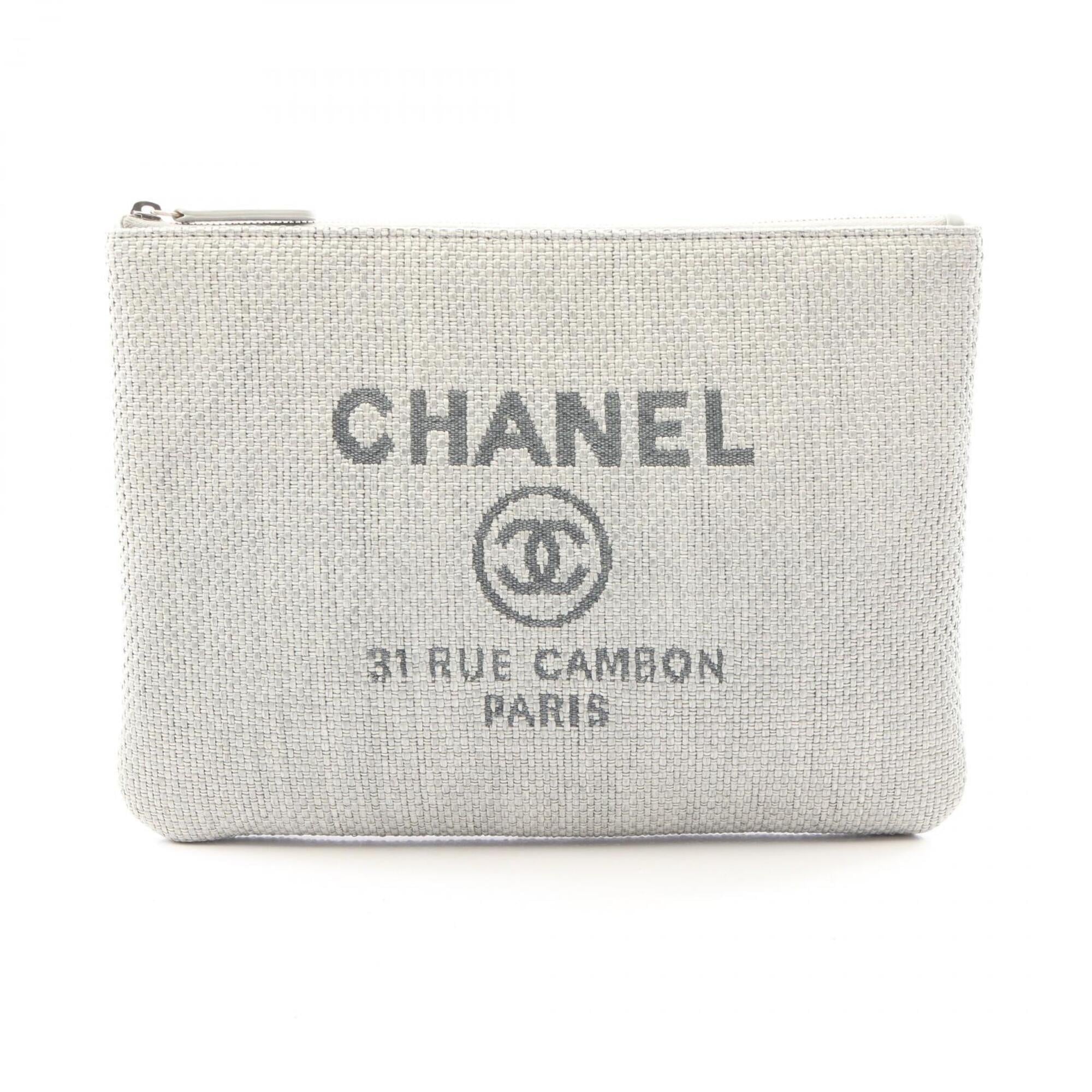 Chanel Deauville Second Bag Clutch Handbag Straw Women's Gray — New - Store Return