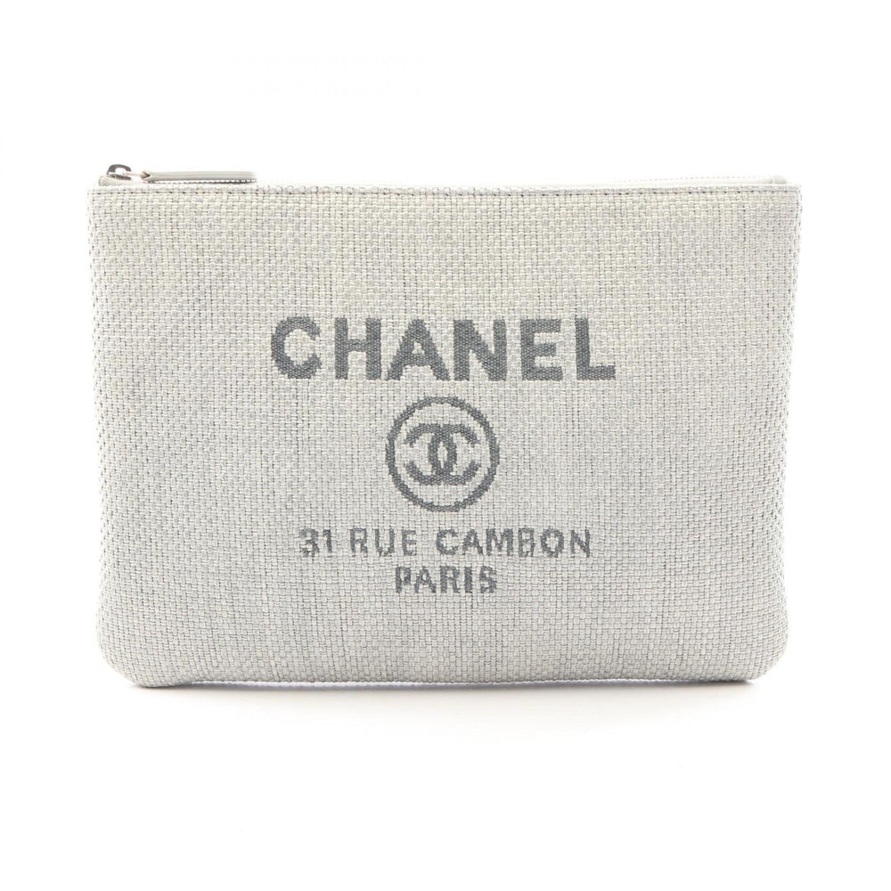 Chanel Deauville Second Bag Clutch Handbag Straw Women's Gray — New - Store Return
