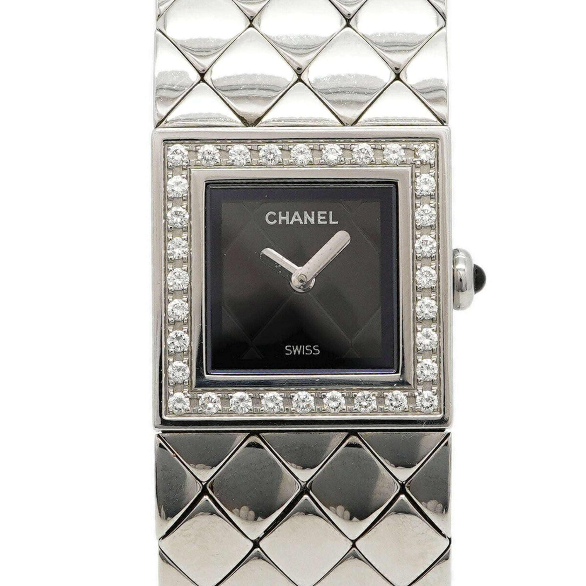 Chanel Matelassé Diamond H0489 Black Dial Women's Watch — Good
