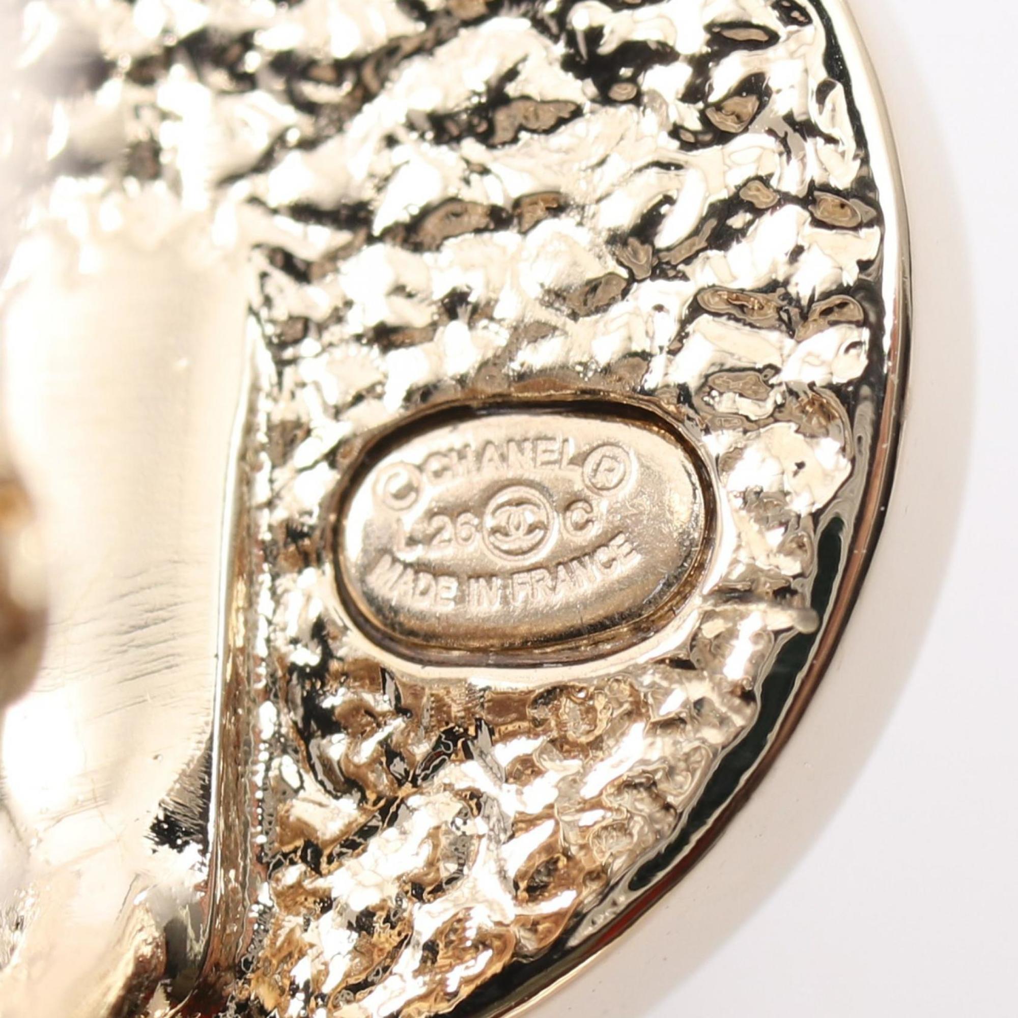 CHANEL Coco Mark Earrings, Gold Plated, Women's, Available in Gold, Black, and White