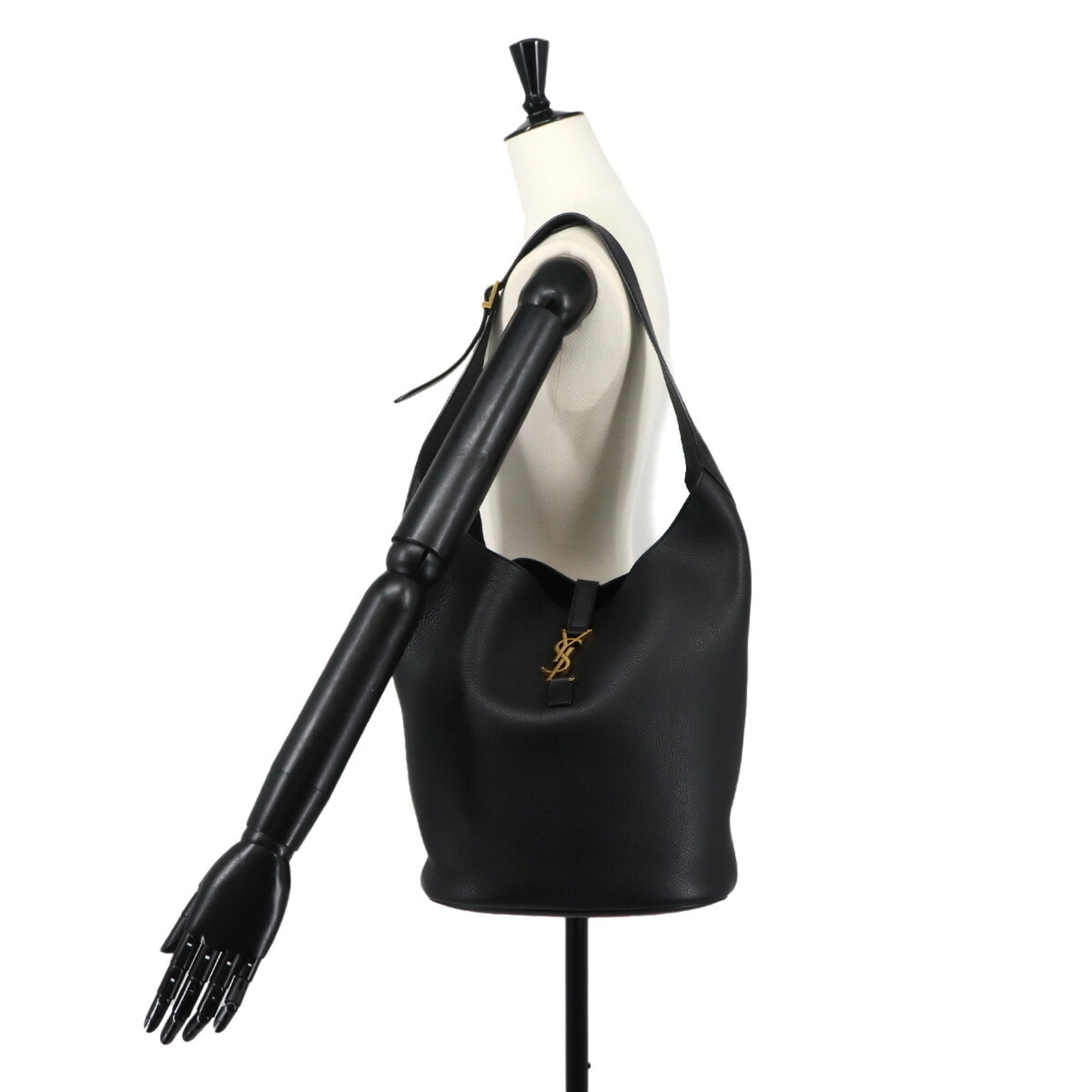 Saint Laurent LE 5 A 7 Hobo Shoulder Handbag, Leather, Black, 793088, Gold Hardware — New - Store Return