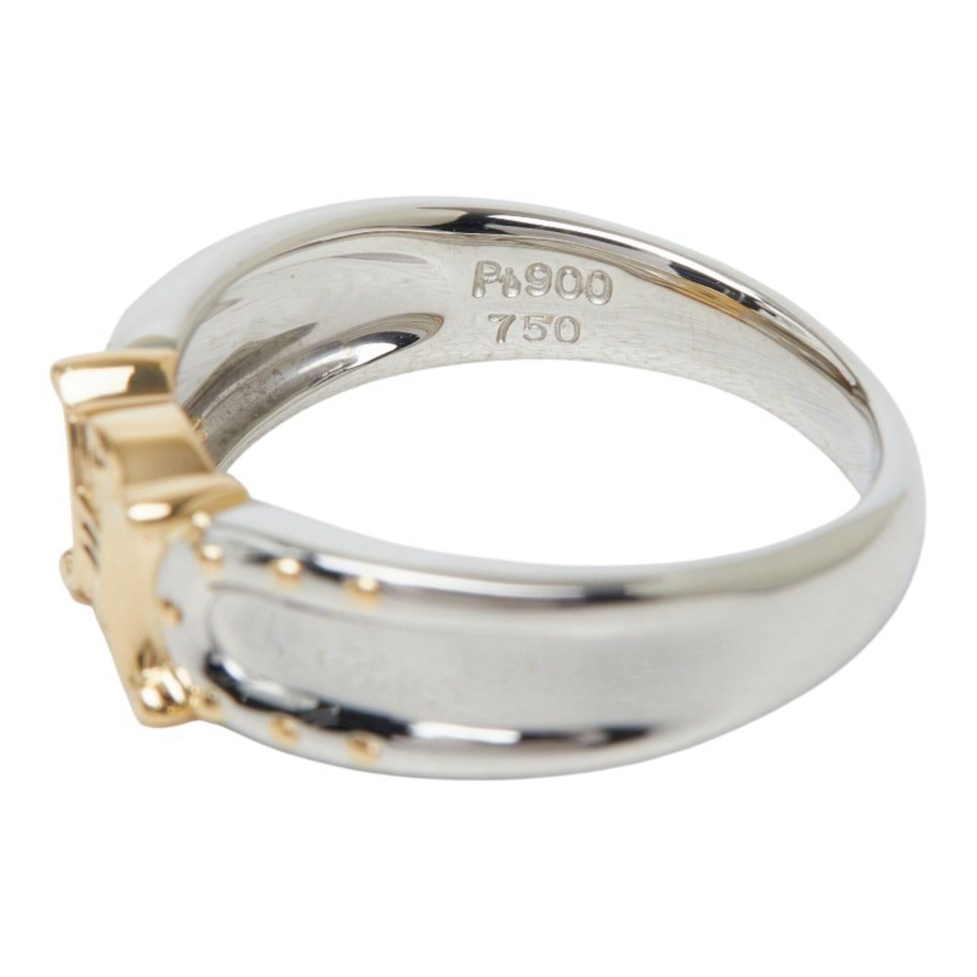 Celine Pt900 Platinum 18KYG Yellow Gold Macadam Logo Design Ring - Women's CELINE 1 — Like New