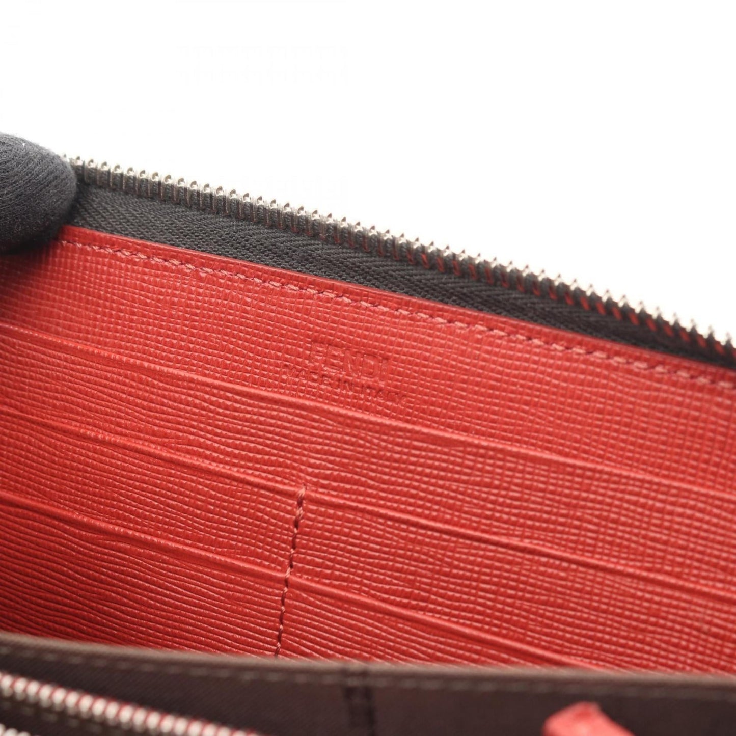 Fendi By the Way round long wallet, leather, women's, gray, beige, multicolor, 8M0299