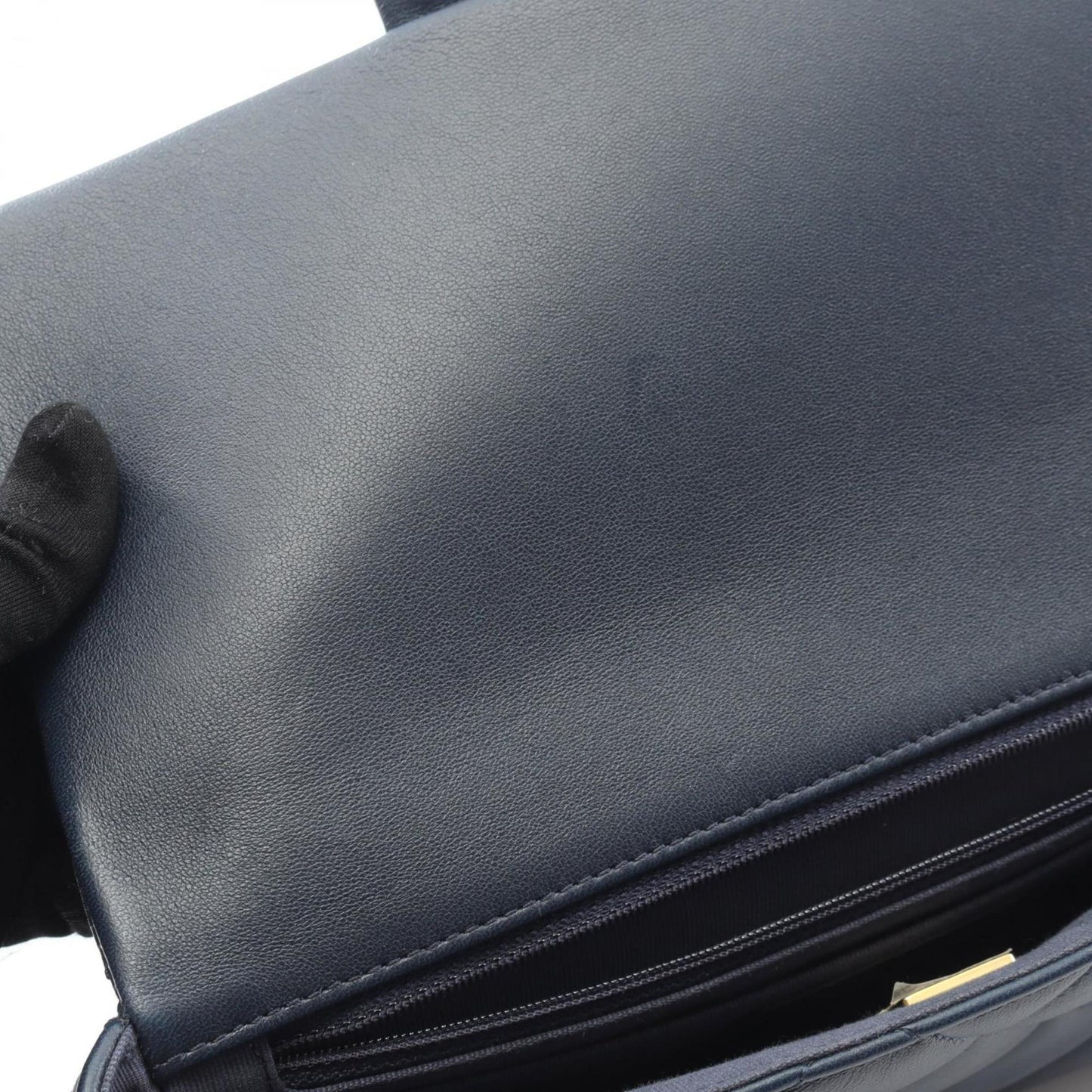 CHANEL CHANEL19 Matelasse Shoulder Bag in Lambskin (Sheep Leather) - Women's, Navy Blue, AS2563