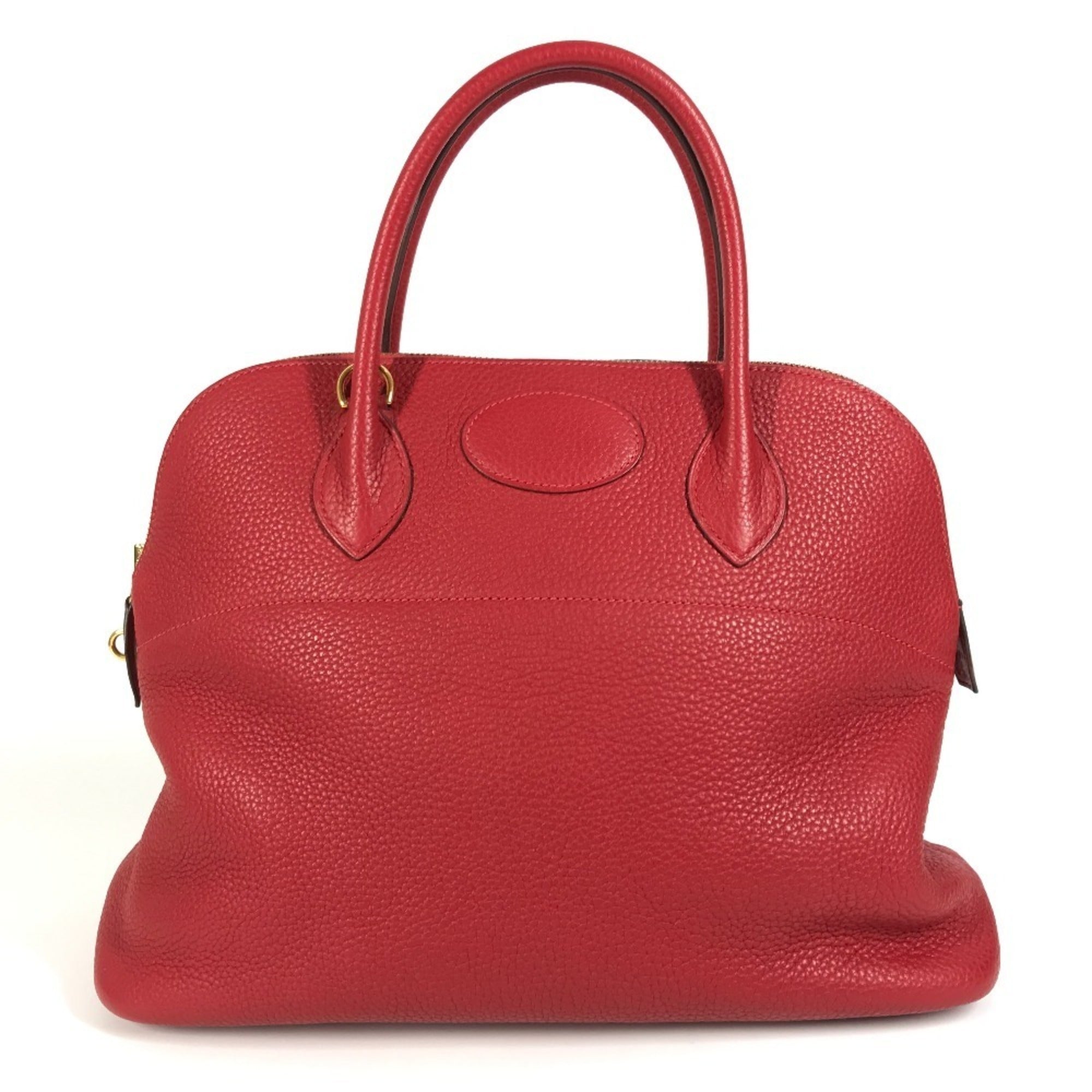 HERMES Bolide 35 2-Way Shoulder Bag, Tote Handbag, Taurillon Clemence Leather, Women's, Rouge Red