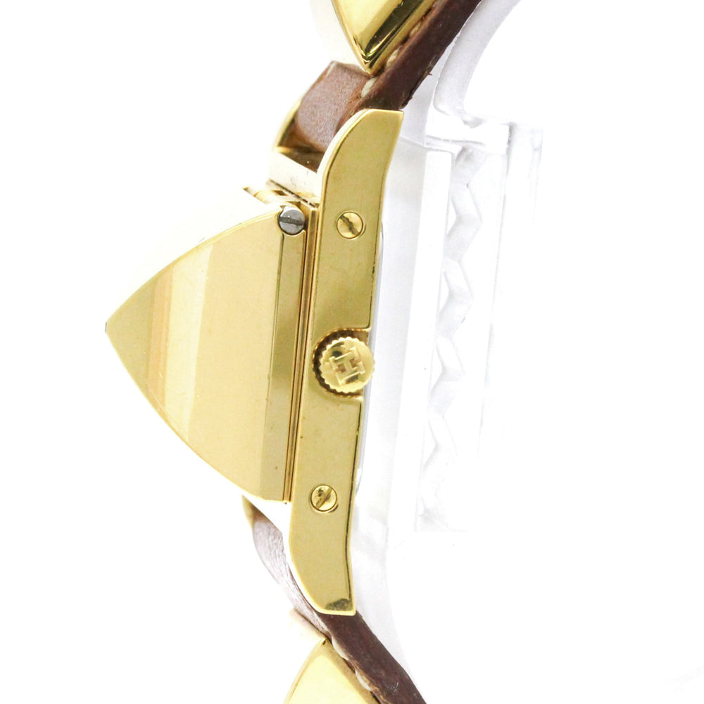 HERMES Medor Gold Plated Leather Quartz Ladies Watch — Good
