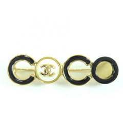 CHANEL B24B Coco Mark Brooch with Faux Pearls, Black and Gold, Box, Made in Italy, Women's — Like New