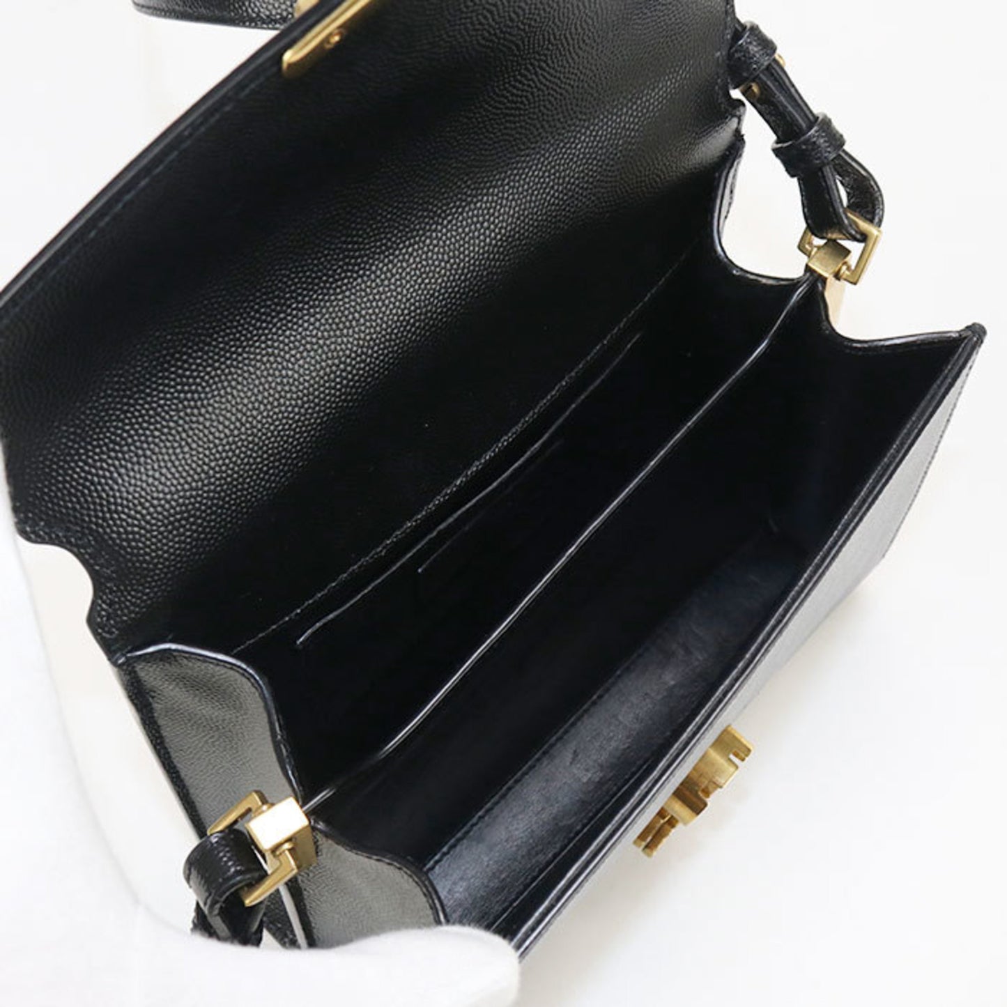 SAINT LAURENT Cassandra Top Handle Handbag 623930 Women's Black