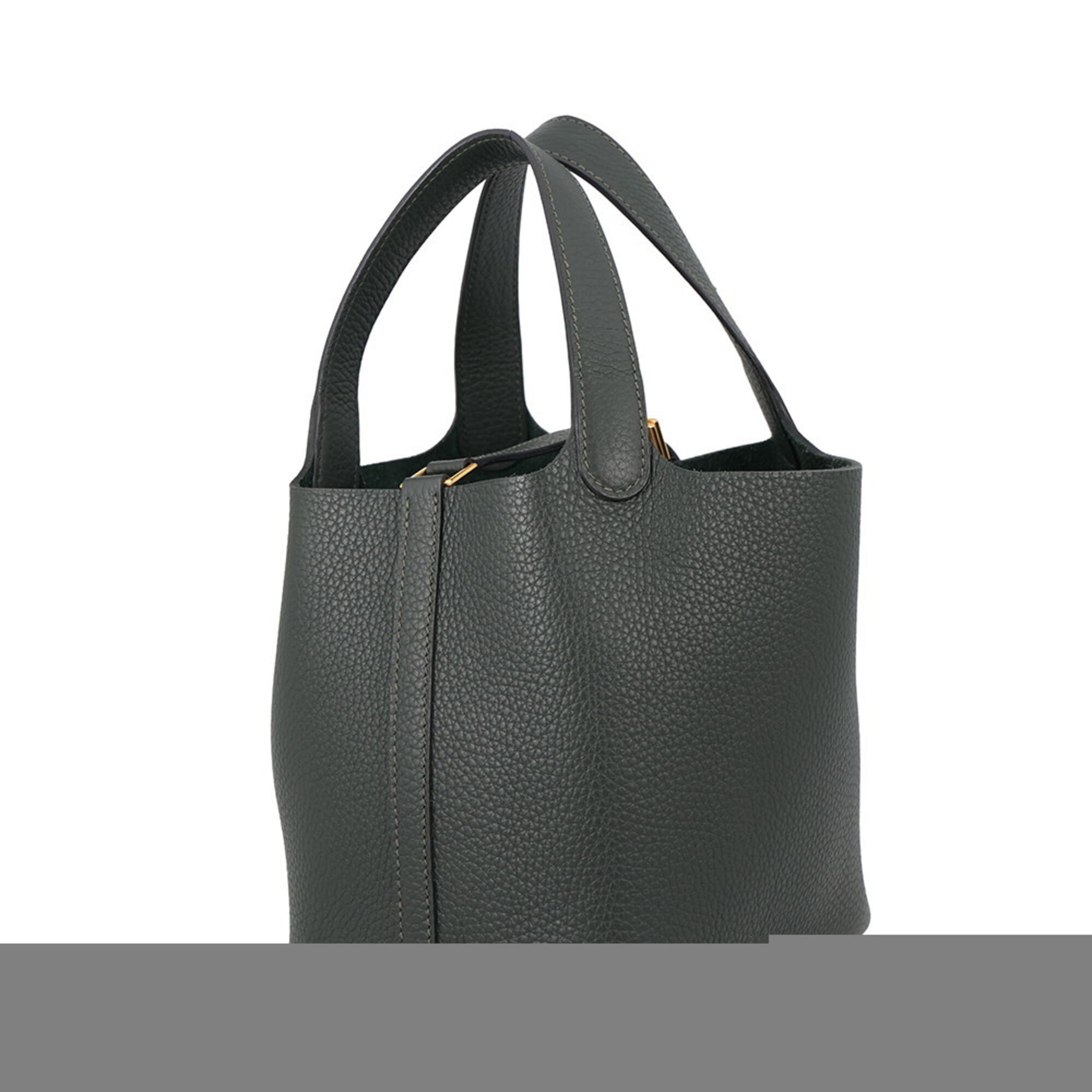 Hermes Picotin Lock PM Handbag, Vert Mangrove, Taurillon Clemence Leather, W Stamp, HERMES Tote Bag, Lock, Picotin, Women's — Like New