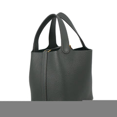 Hermes Picotin Lock PM Handbag, Vert Mangrove, Taurillon Clemence Leather, W Stamp, HERMES Tote Bag, Lock, Picotin, Women's — Like New