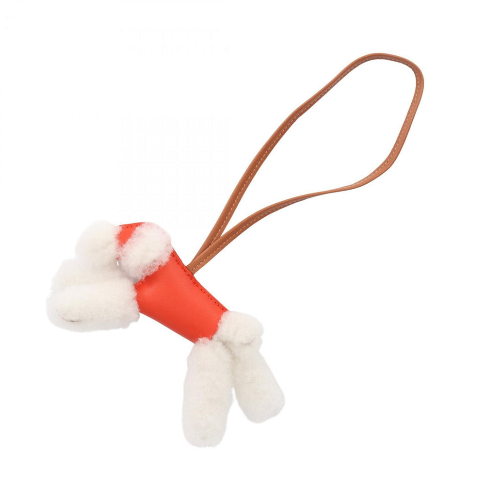 Hermes Buddy Charm Capucines Gold Accessory Sheepskin Agneau Milo Women's Red Brown White — New - Store Return