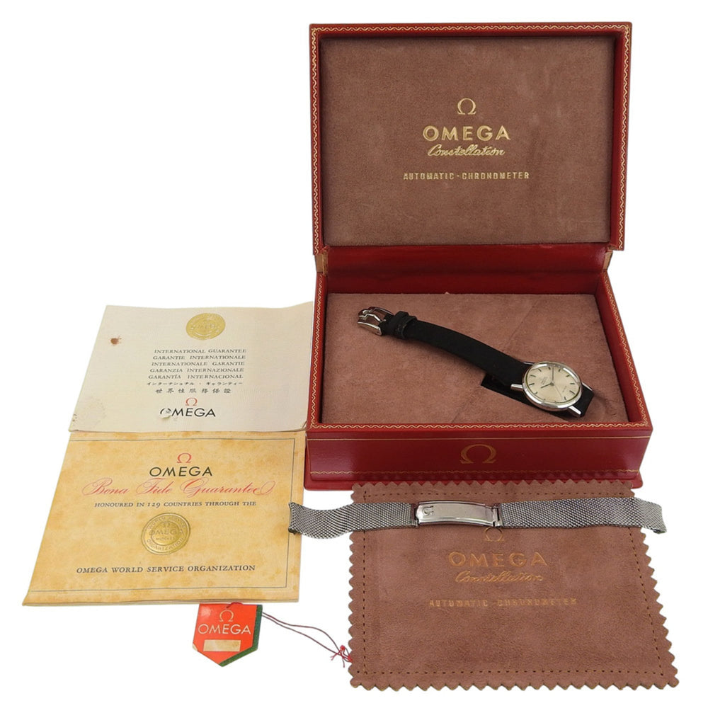Omega De Ville 565.005 Women's Watch - Stainless Steel x Leather Strap, Silver, Automatic Movement, Analog, Silver Dial — Good