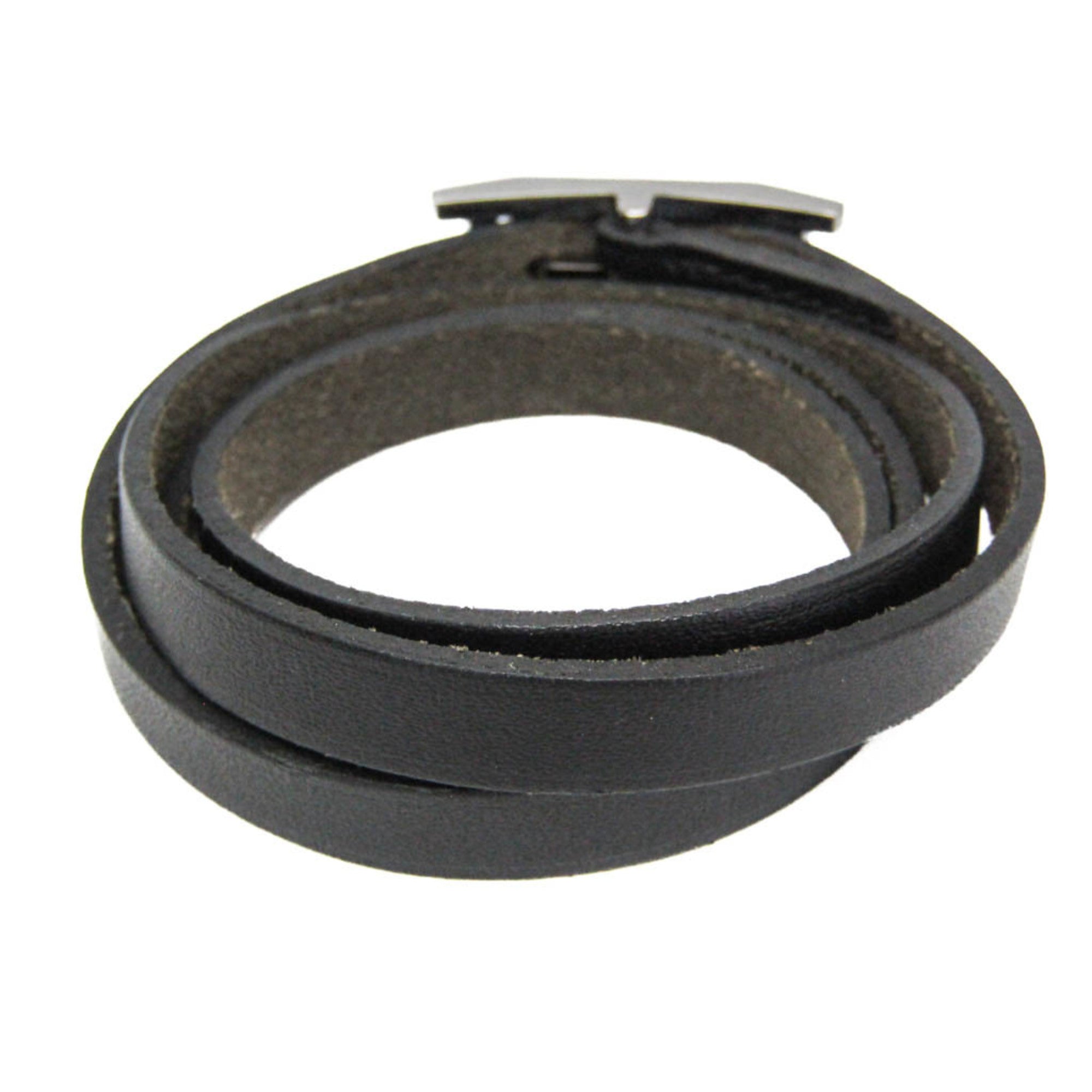 Hermes Hapi III Choker Leather,Metal Bangle Silver,Black — Like New