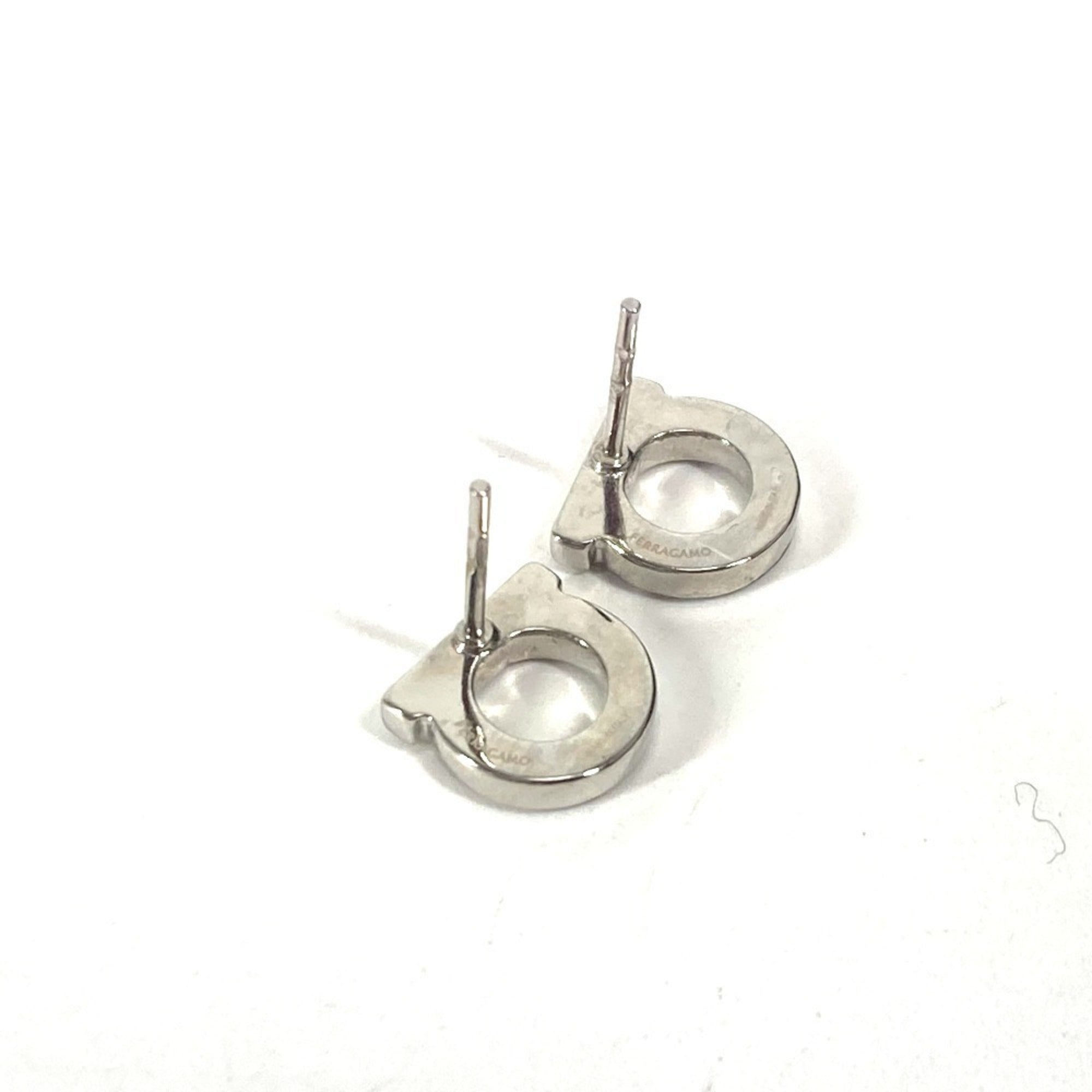 Salvatore Ferragamo 76 0123 Gancini Rhinestone Accessories Earrings Metal Men's Women's Silver — Like New