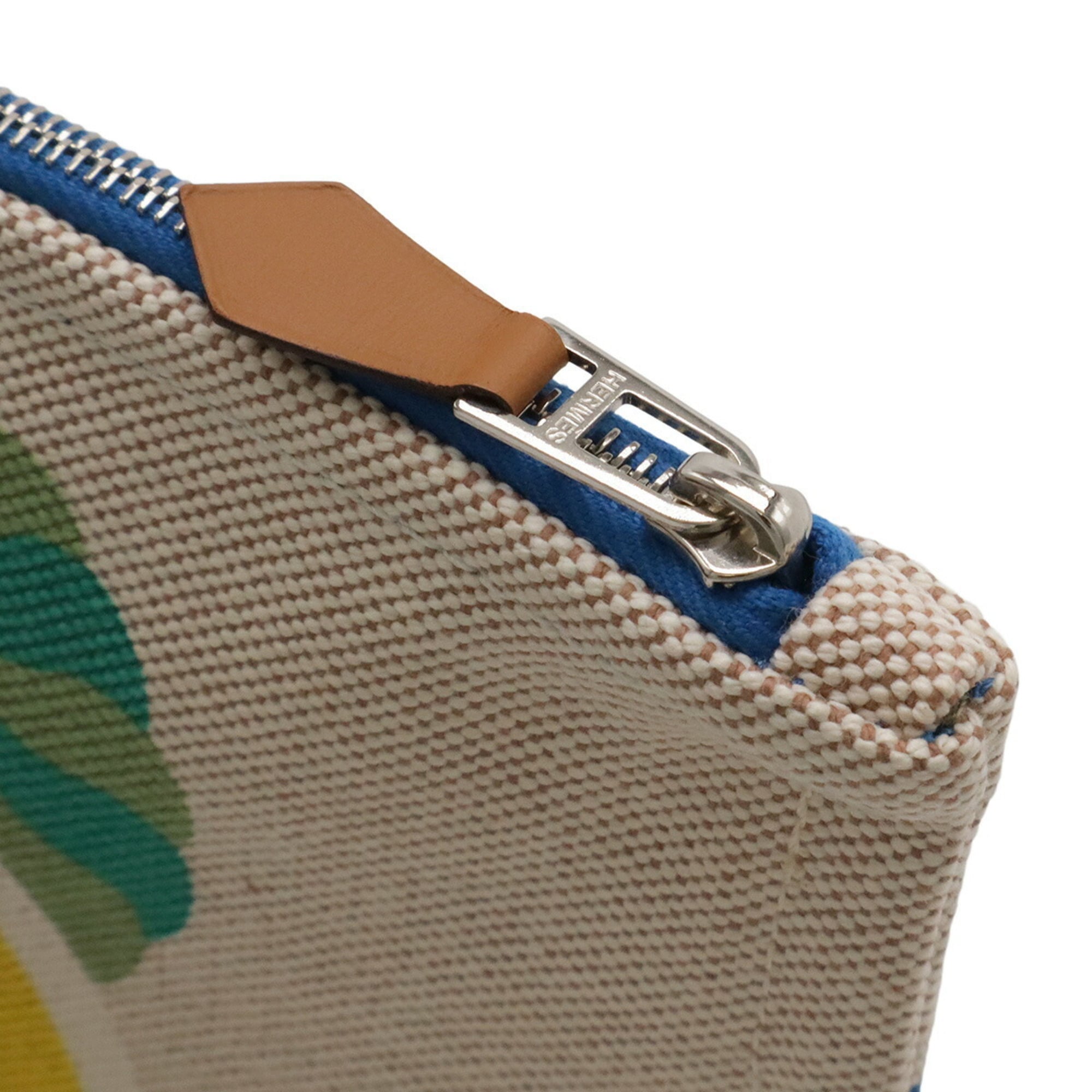 HERMES Canoe H Yachting GM Flat Pouch Handbag Clutch Bag Cotton Vitamin Multicolor — Like New