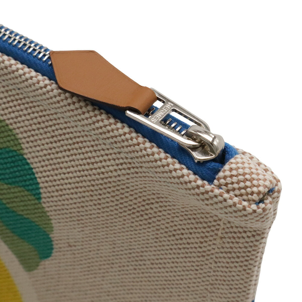 HERMES Canoe H Yachting GM Flat Pouch Handbag Clutch Bag Cotton Vitamin Multicolor — Like New