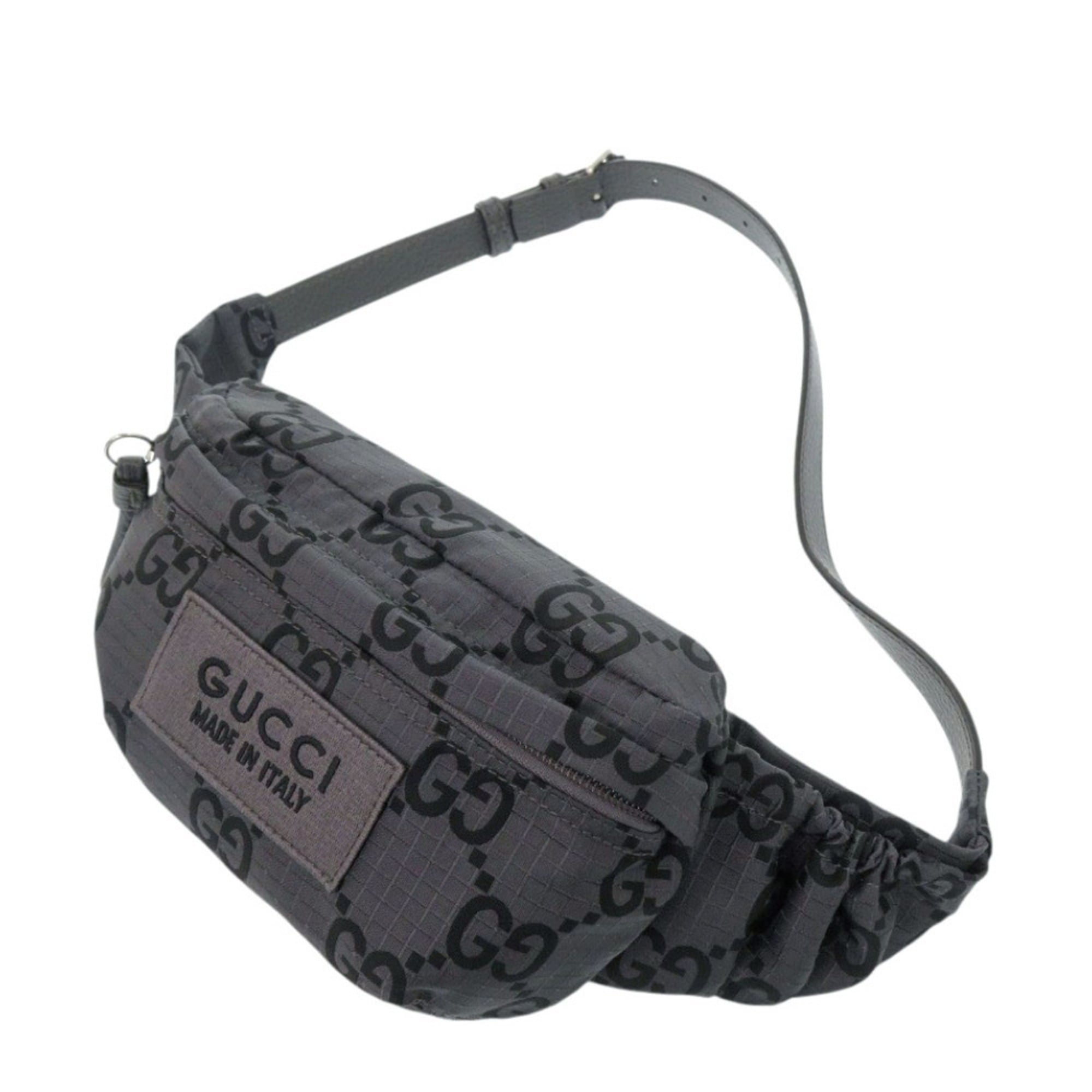 Gucci 767984 GG pattern nylon canvas gray bag, body waist bag 1083GUCCI — Like New