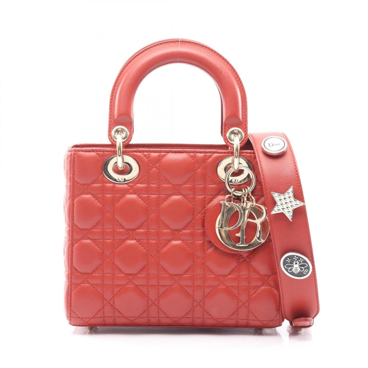 Christian Dior Dior LADY DIOR MY ABCDIOR Lady Small Cannage Handbag, Leather, Women's, Bordeaux, 29-MA-1107