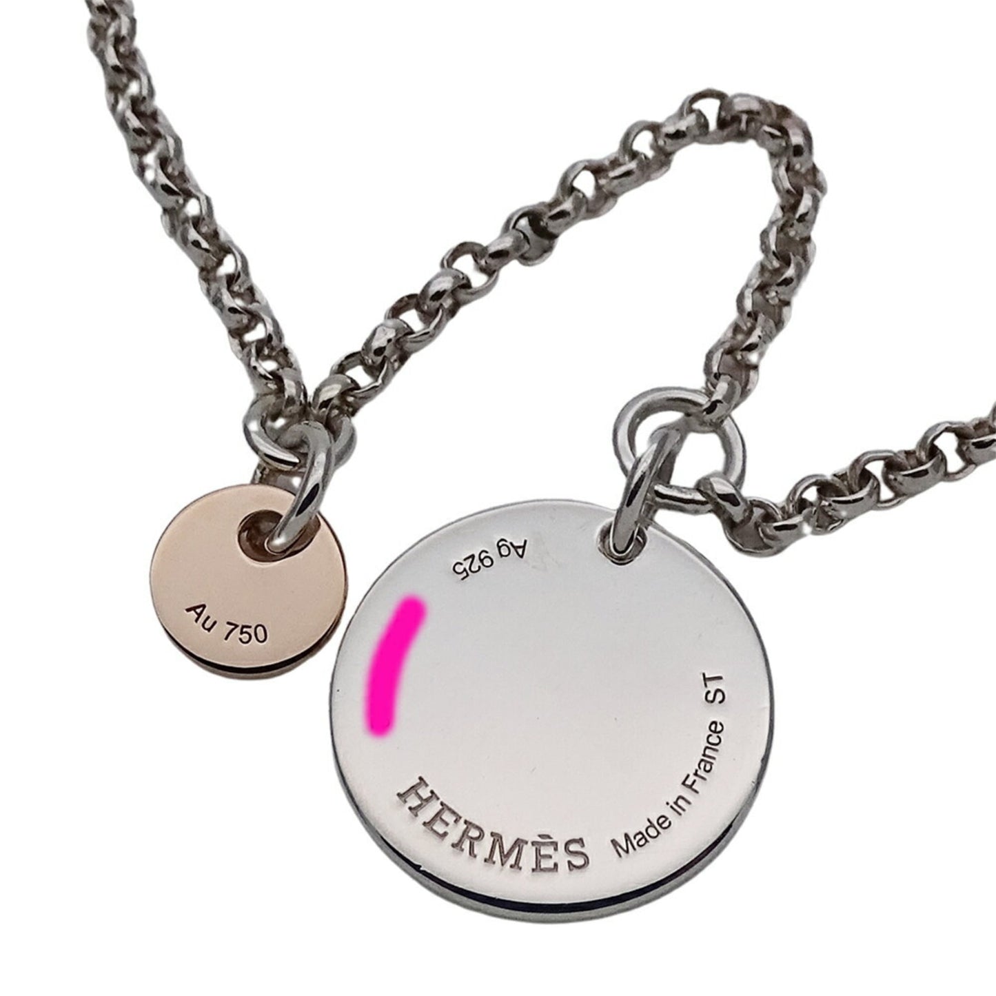 Hermes Hermès Ex Libris PM Bracelet for Women, SV925, 750PG, Silver, Pink Gold, ST Size, Polished