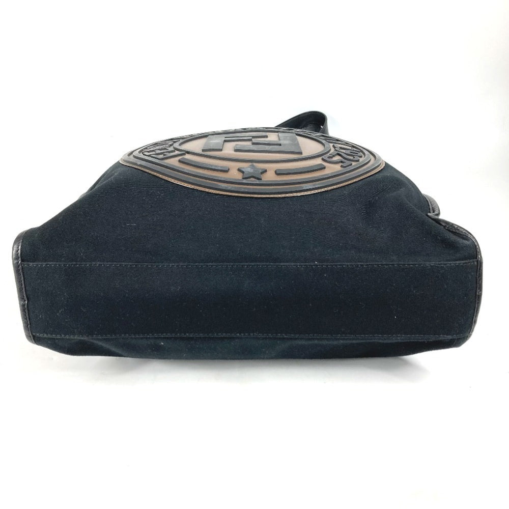 FENDI 7V35 Shoulder Bag FF Tote Canvas Leather Men's Women's Black — Like New