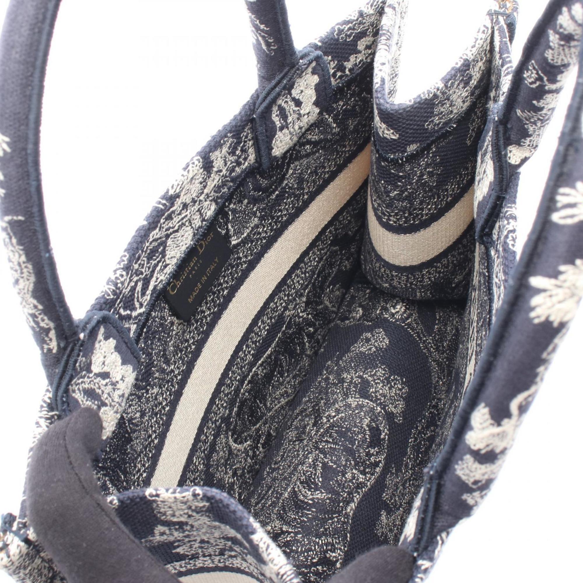 Christian Dior Dior BOOK TOTE Small Tote Bag, Canvas Handbag, Women's, Navy and Beige