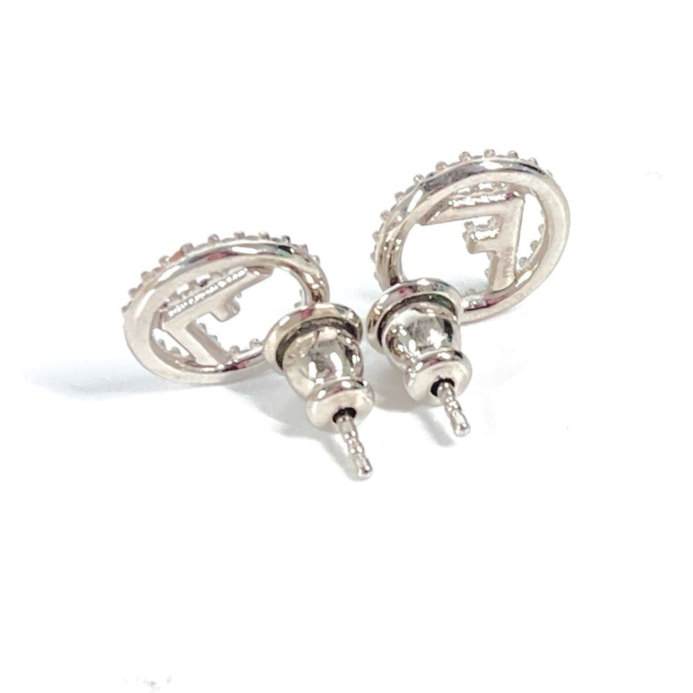 FENDI Rhinestone F's Earrings Metal Women's Silver x Blue Similar E-240710-23 — Like New