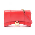 Balenciaga Hourglass Shoulder Bag, Leather, Women's, Red
