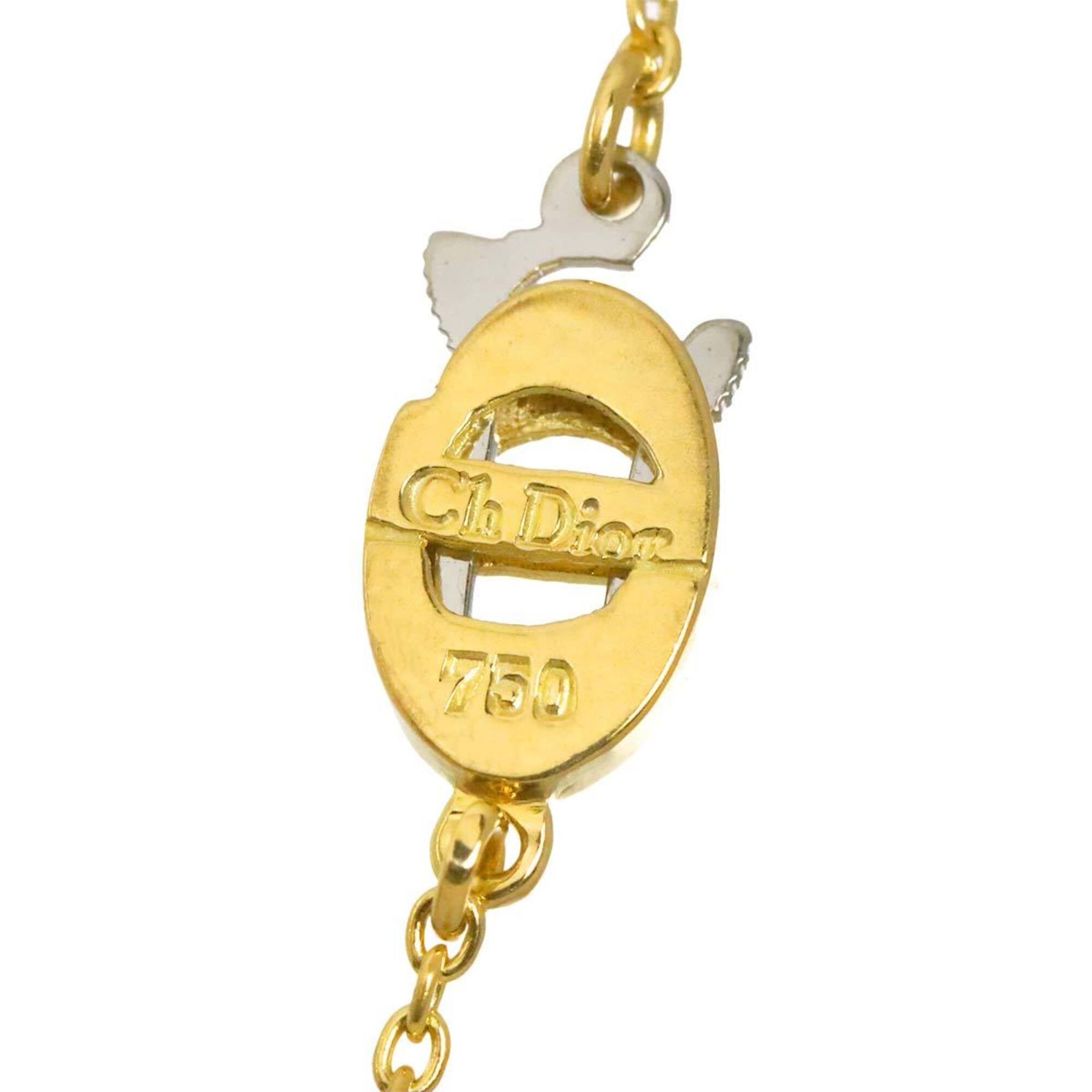 Christian Dior Diamond Necklace, 41cm, 18K YG Yellow Gold 750 — Like New