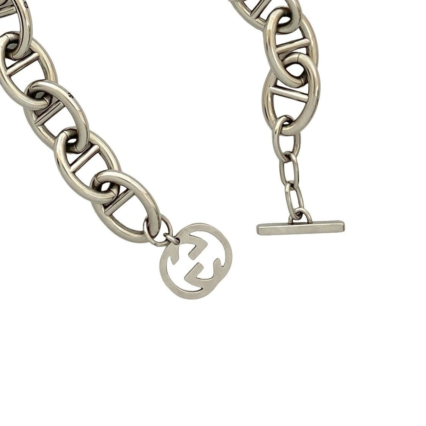 GUCCI Anchor Chain Bracelet with GG Logo and Metal Bangle in Silver, 52833