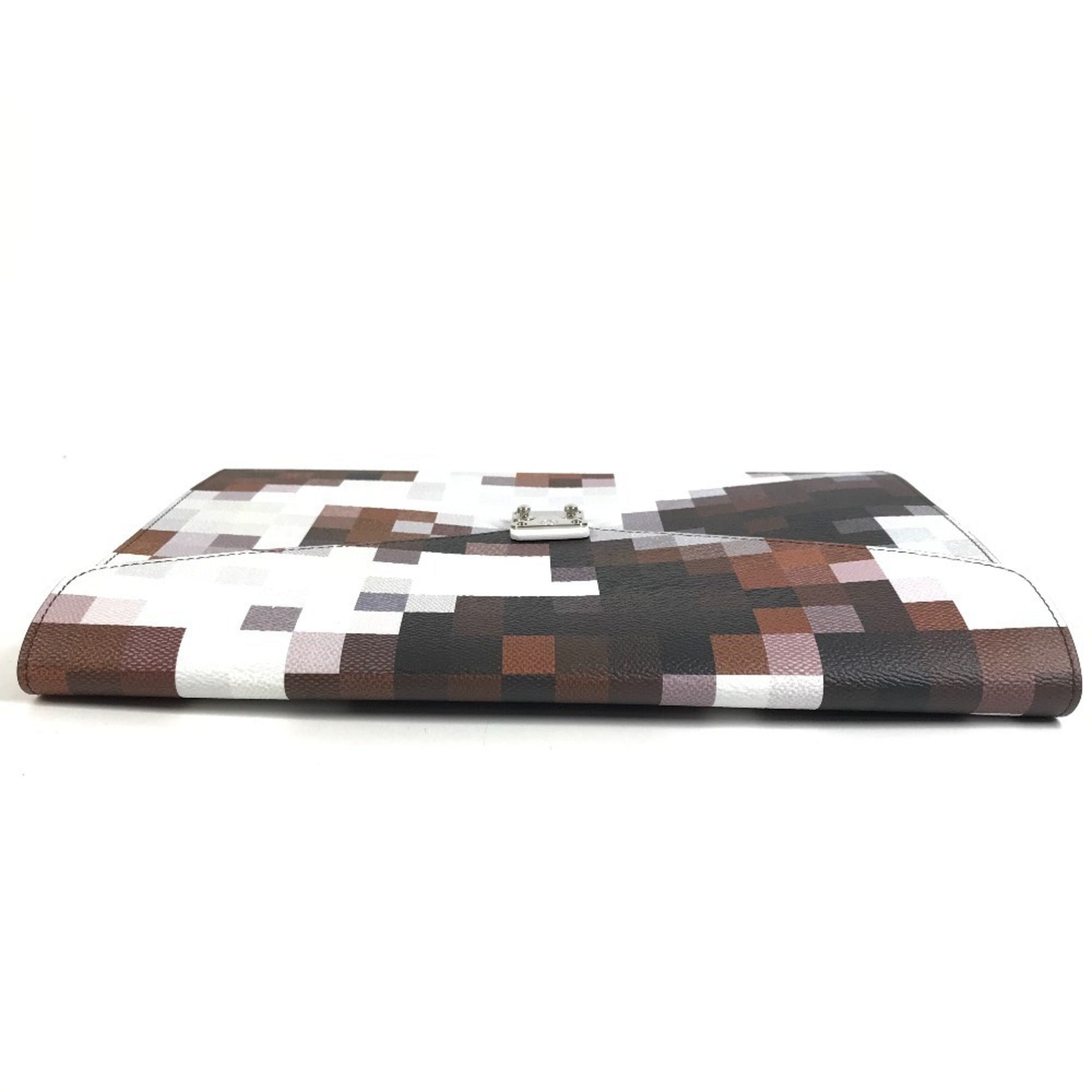 LOUIS VUITTON GI1137 Pixel Folder Mark Cowhide Bag Handbag Second Pouch Clutch Leather Men's Women's Brown Like New — Like New