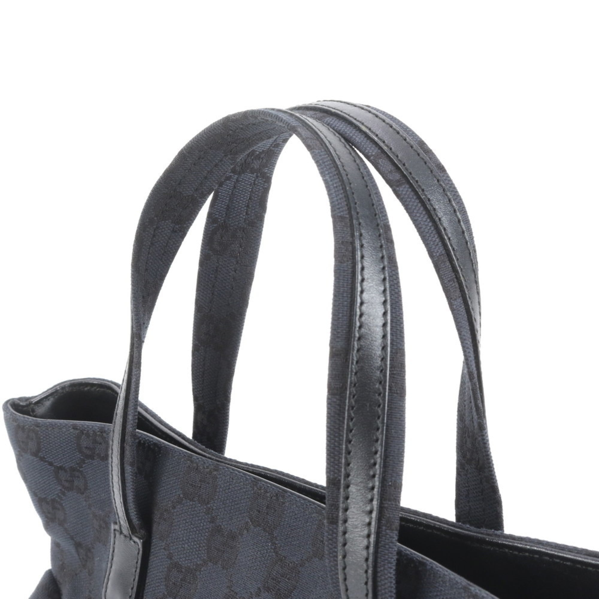 Gucci GG Canvas 002-1080 Leather Tote Bag Shoulder Handbag Black Women's