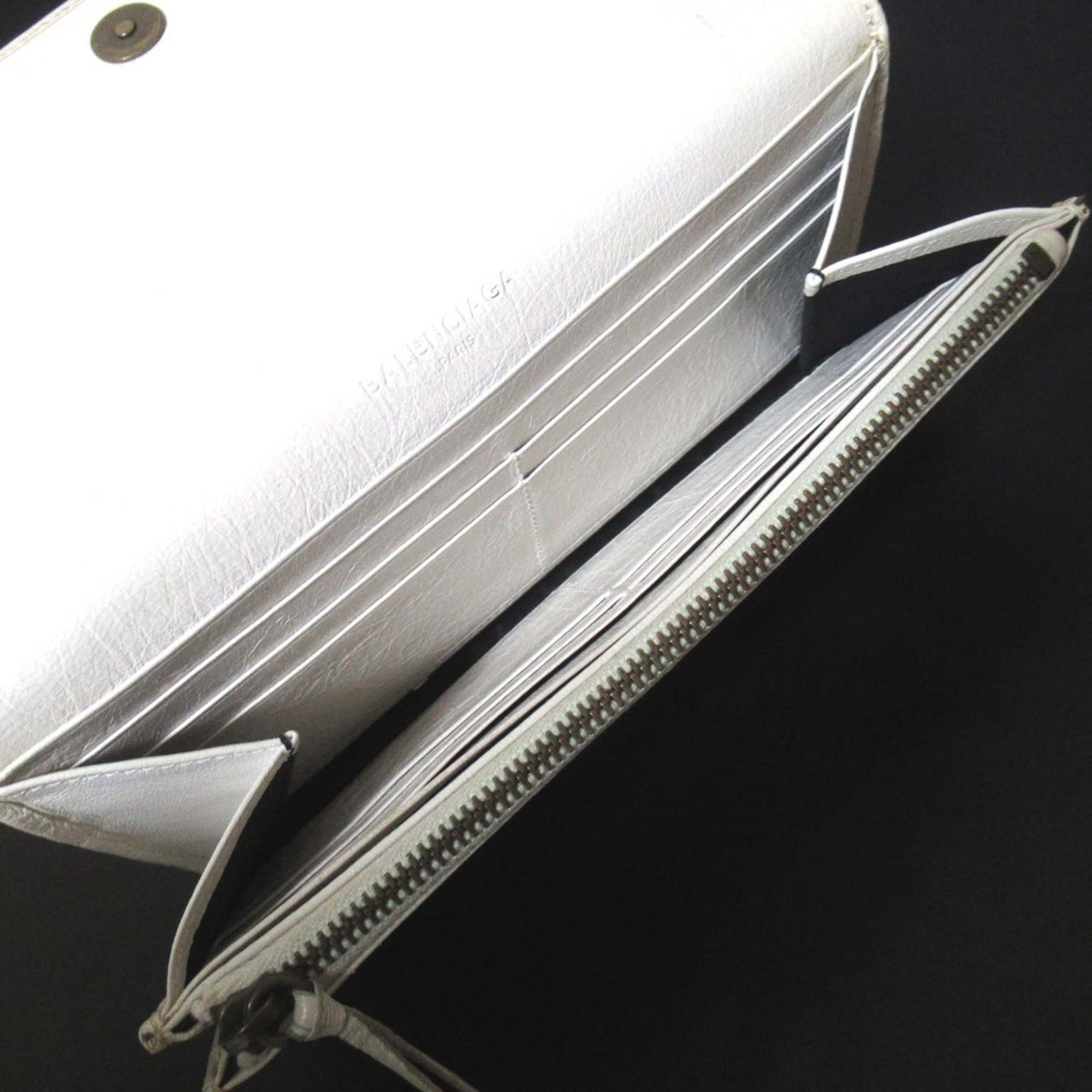 BALENCIAGA Classic Money Long Wallet, 163471, Off-White, for Men and Women, with Bill Compartment, Card Slots, Coin Purse