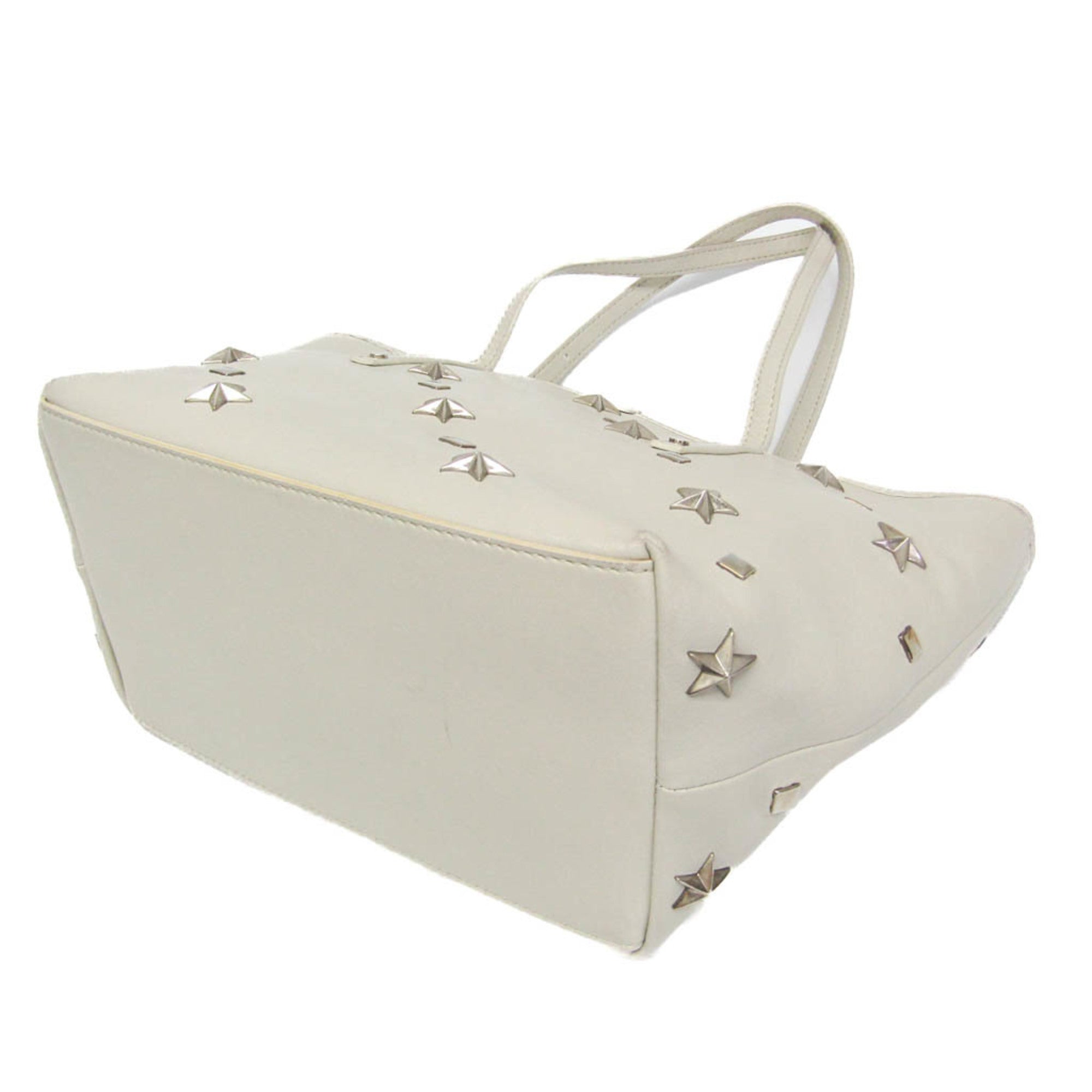 Jimmy Choo SASHA/M Women's Leather Studded Tote Bag Off-white