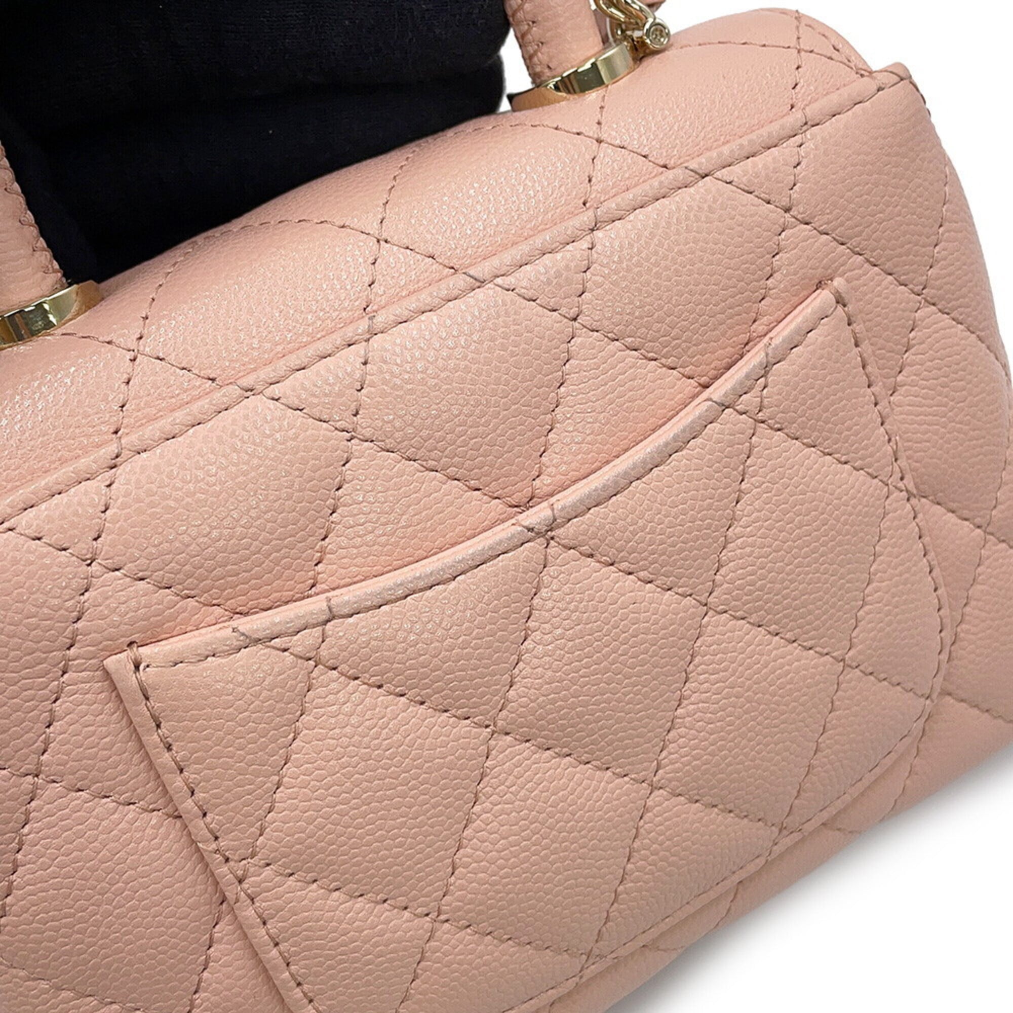 Chanel Matelassé Mini Handbag with Coco Handle, Caviar Skin, AP4244, 2-way Chain Shoulder Bag, for Women, CHANEL — Like New