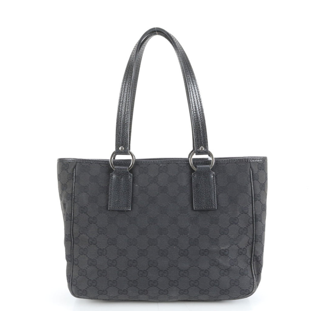 Gucci GG Canvas 113019 Leather Tote Bag Shoulder Handbag Black Women's