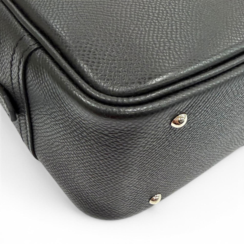 HERMES Plume Mini 20 Black Veau Epsom Leather Silver Hardware Logo Zip Handbag □M Stamp Made in France Women's — Like New